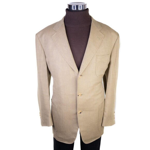 SAMUELSOHN Sport Coat Jacket Blazer 3-Button Sz 46R Silk/Linen/Wool Herringbone - Picture 2 of 14